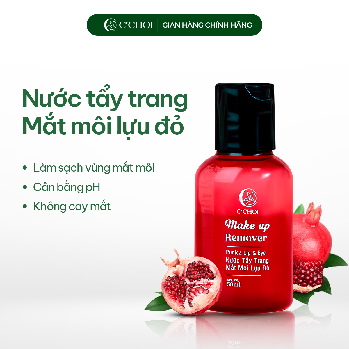 Nước tẩy trang mắt môi lựu đỏ - punica lip & eye make up remover