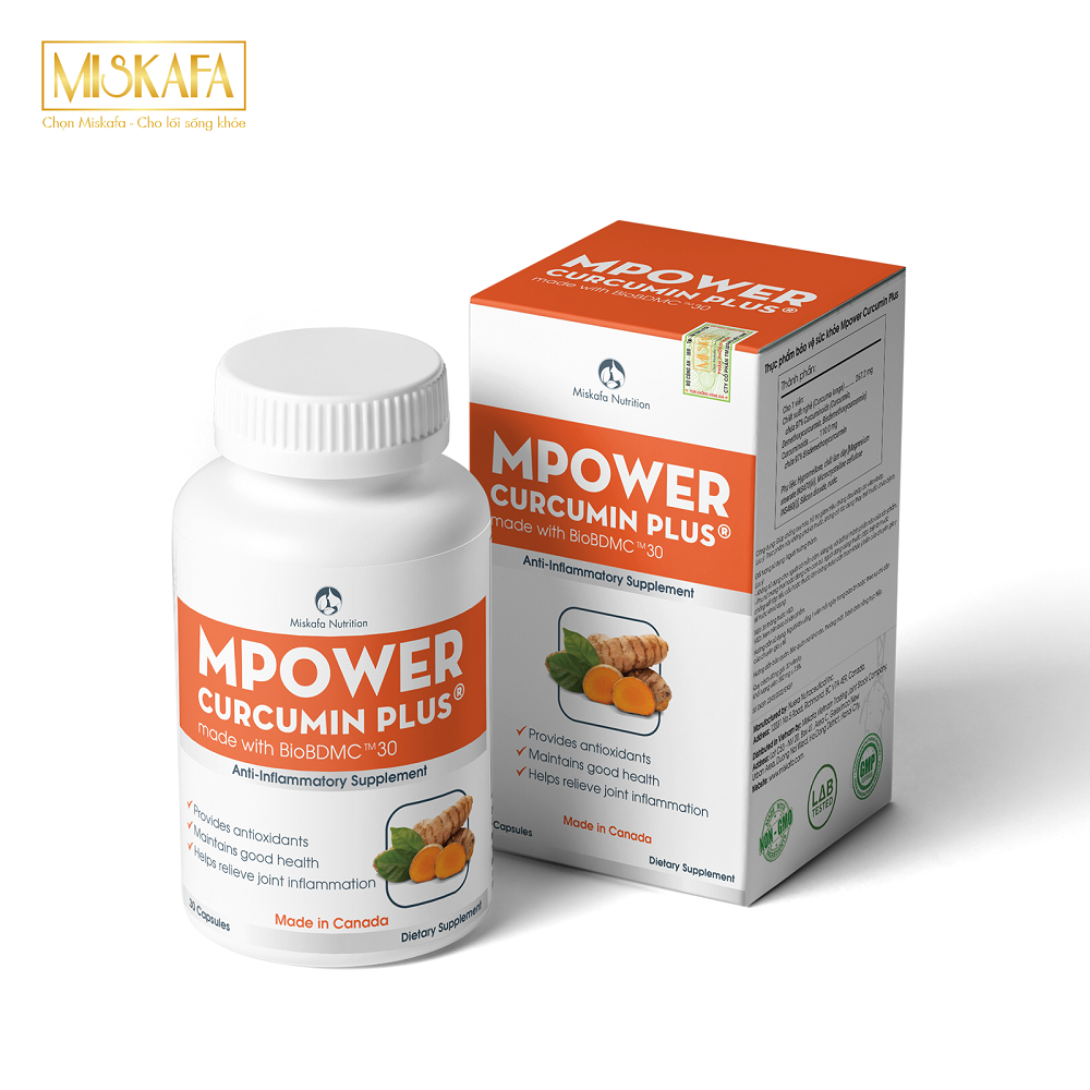 Thực phẩm bảo vệ sức khỏe Mpower Curcumin Plus made with Curcumin BioBDMC™30