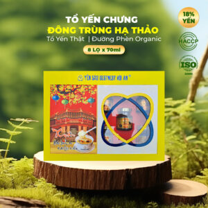 Tổ yến chưng sẵn BESTNEST Hội An 18% Đông trùng hạ thảo - Hộp cứng 8 hũ (kèm túi)