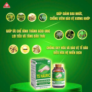 Viên uống TS Hauric hỗ trợ giảm acid uric và sưng đau khớp do gout 30v