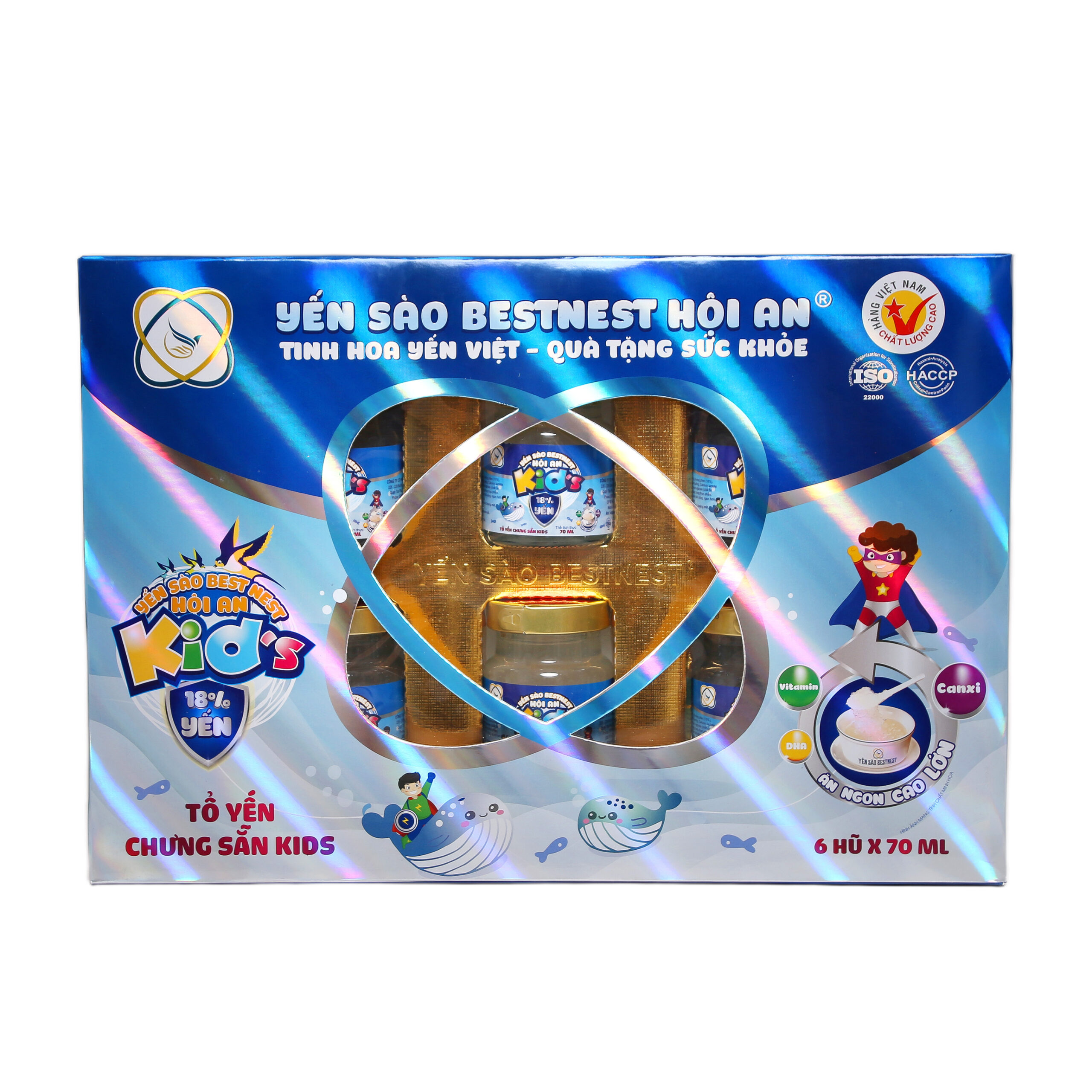 Lốc 6 hũ Tổ yến chưng sẵn BESTNEST HỘI AN 18% Kid (kèm túi)