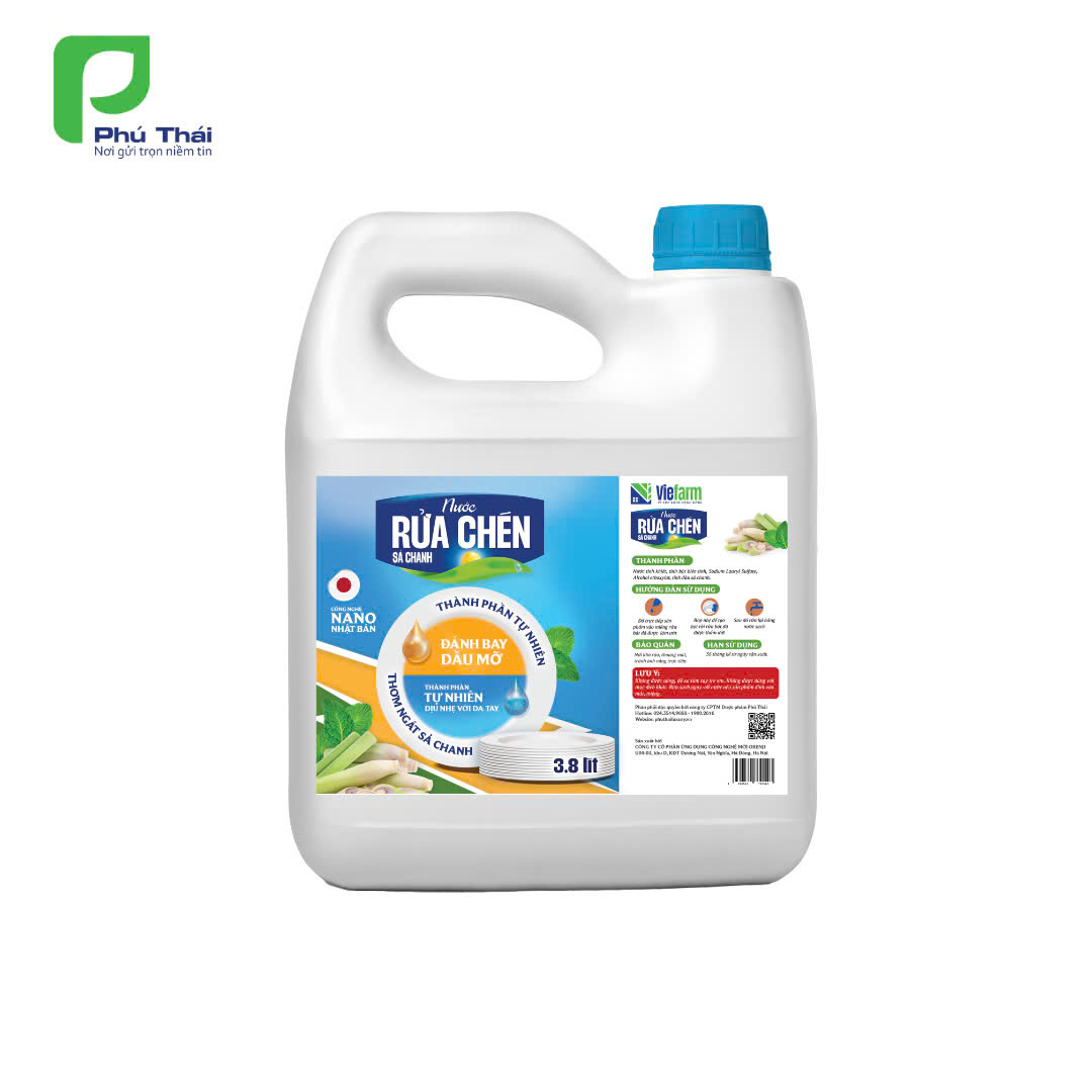 Nước rửa chén sả chanh VIEFARM 3,8 lít