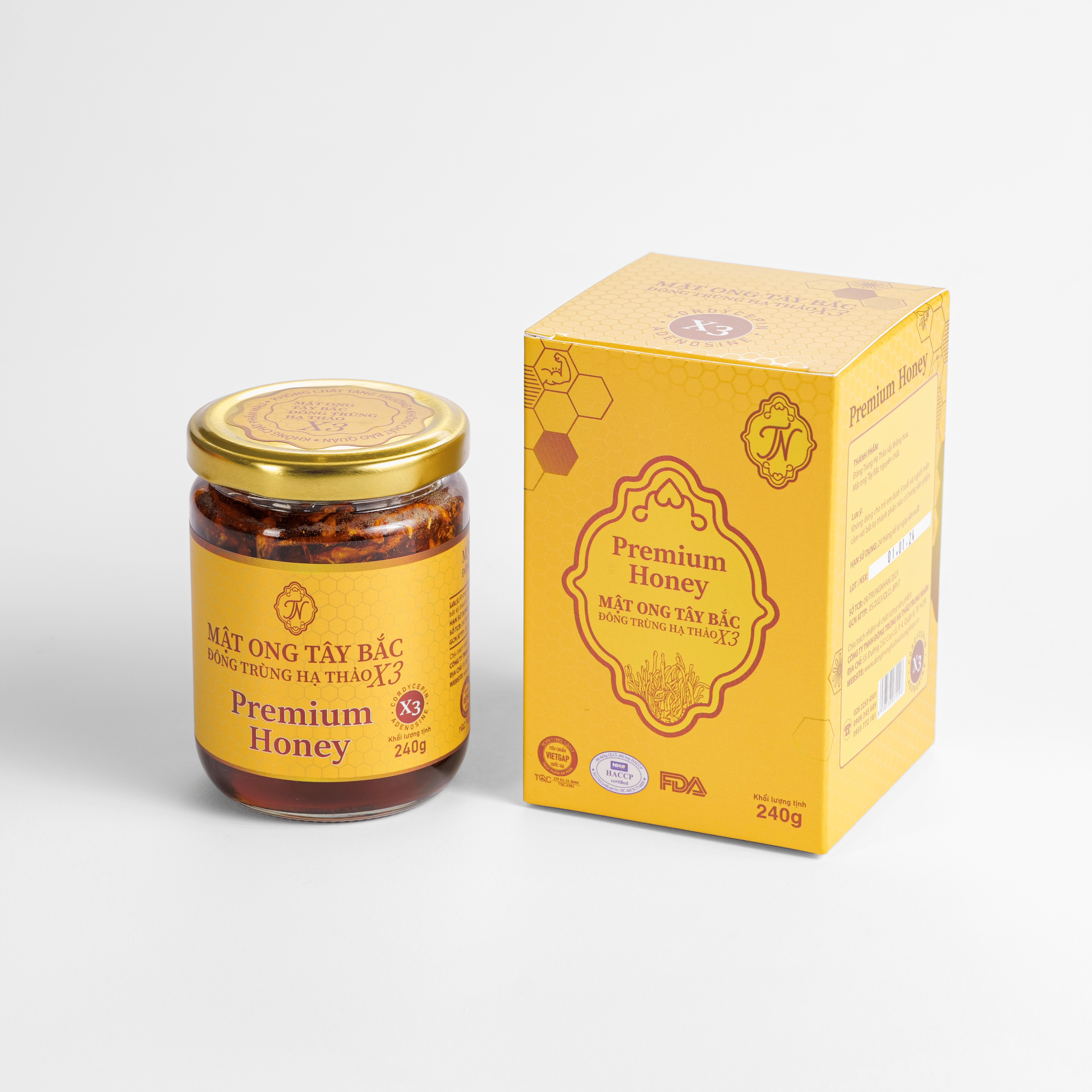 Mật ong Tây Bắc đông trùng hạ thảo X3 (Hũ 120g)