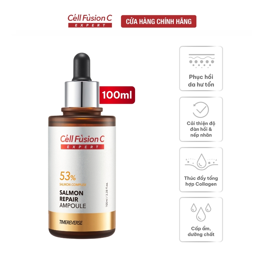 Ampoule Cải Thiện Nếp Nhăn, Tăng Đàn Hồi, Chống Lão Hoá Cell Fusion C Expert Time Reverse Salmon Repair Ampoule 100ml