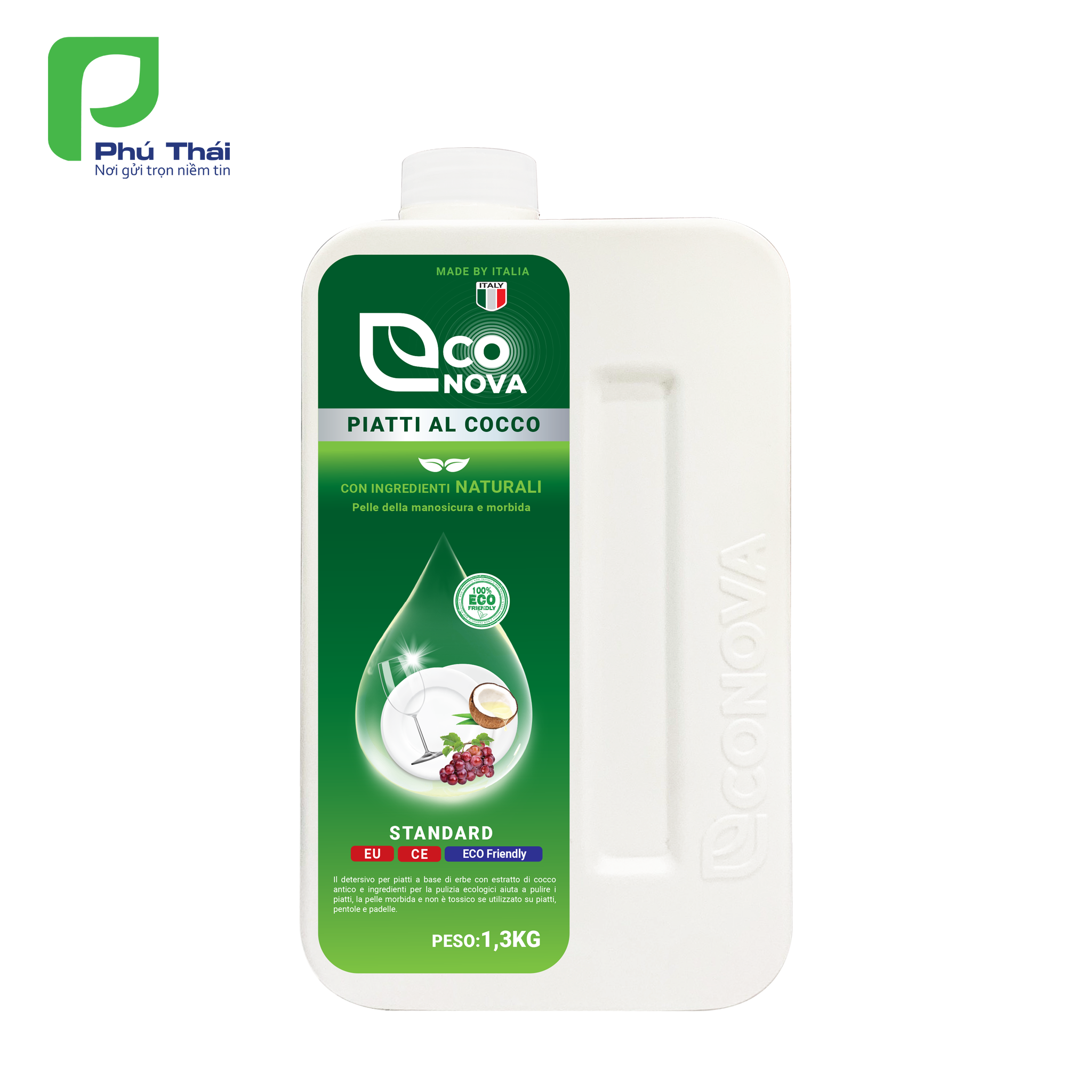 Nước rửa chén thảo mộc dừa già Econova (Chai 1.3kg)