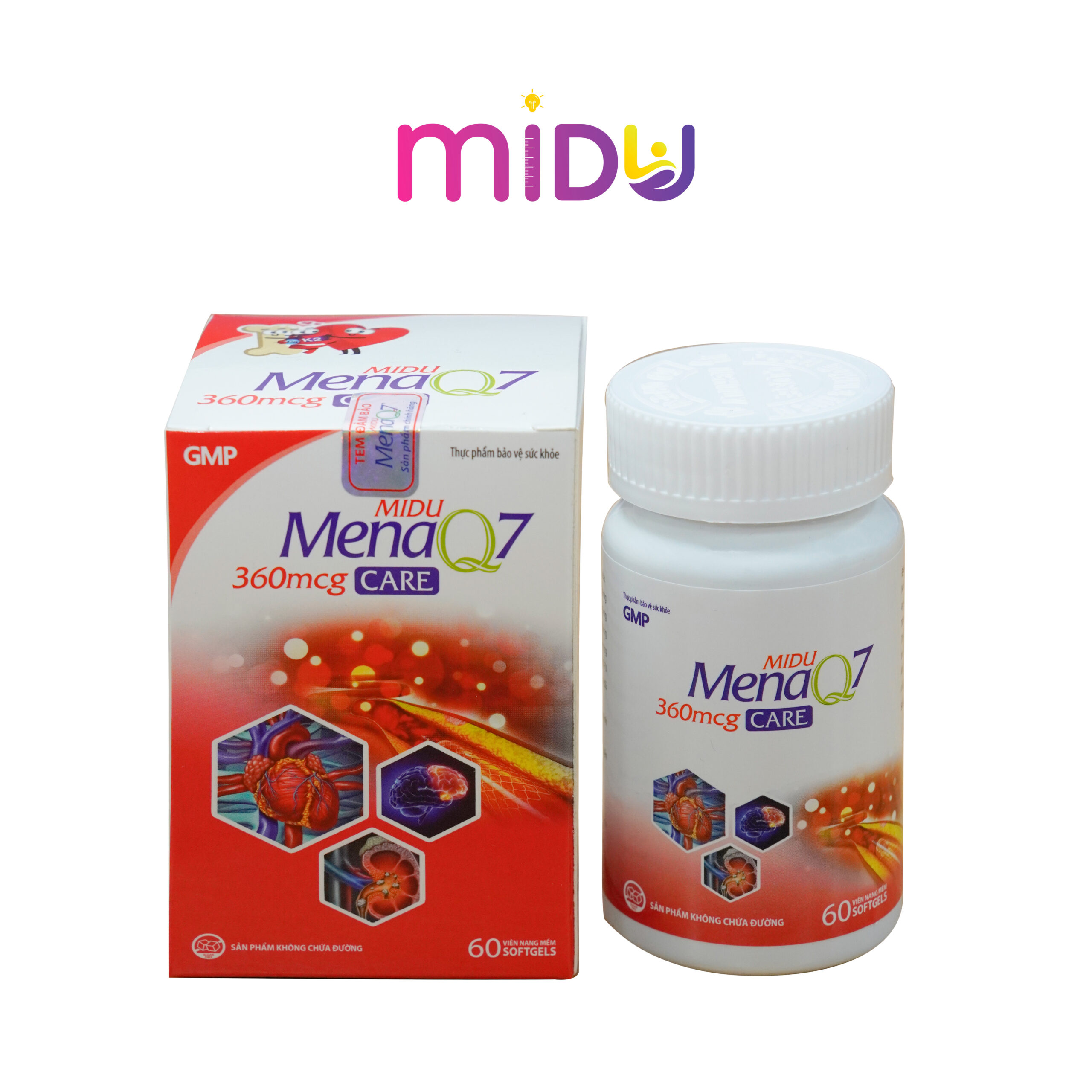 Midu MenaQ7 360mcg care - Hộp (1 lọ x 60 viên)