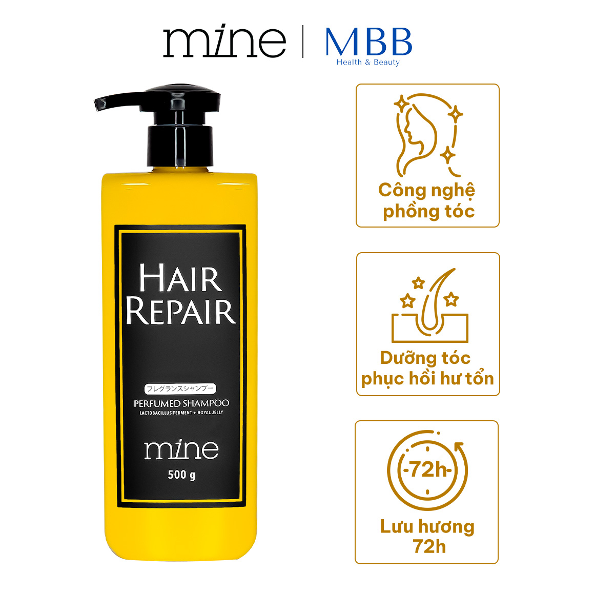 Dầu gội phục hồi hư tổn hương nước hoa Mine 500g