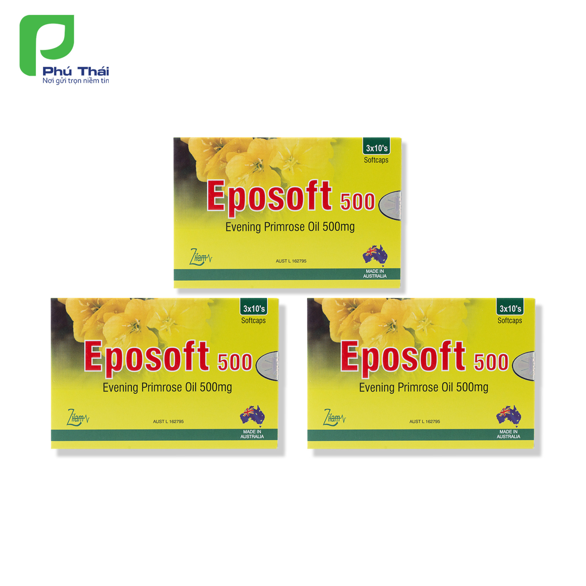 Combo 3 hộp viên uống cân bằng nội tiết tố, làm đẹp da Eposoft 500 (30 viên x 3 hộp)