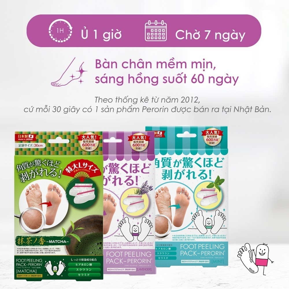 Túi ủ tẩy da chết và tái tạo da chân Perorin (Hộp 01 túi) Foot Peeling Pack - PERORIN