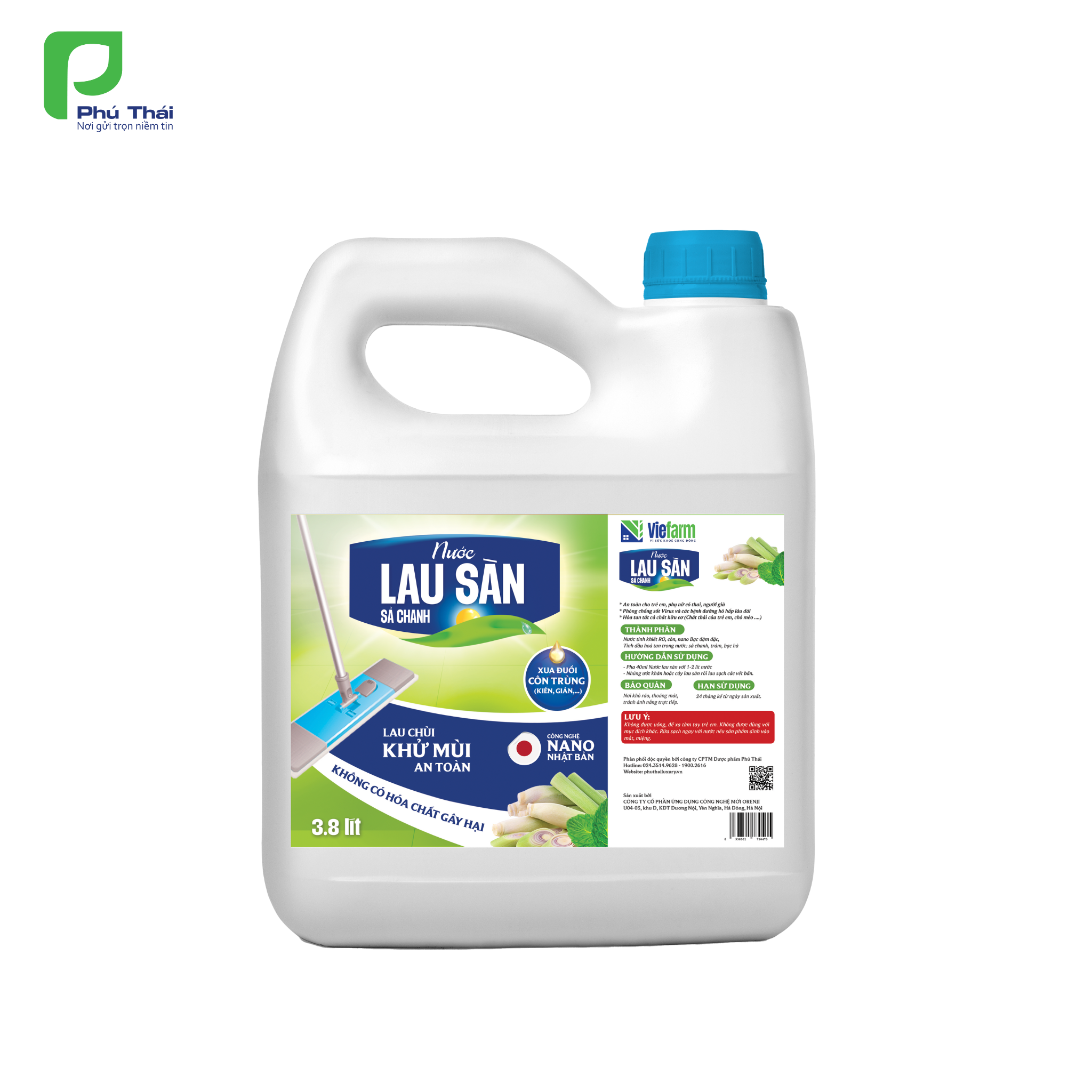 Nước lau sàn sả chanh VIEFARM 3,8 lít