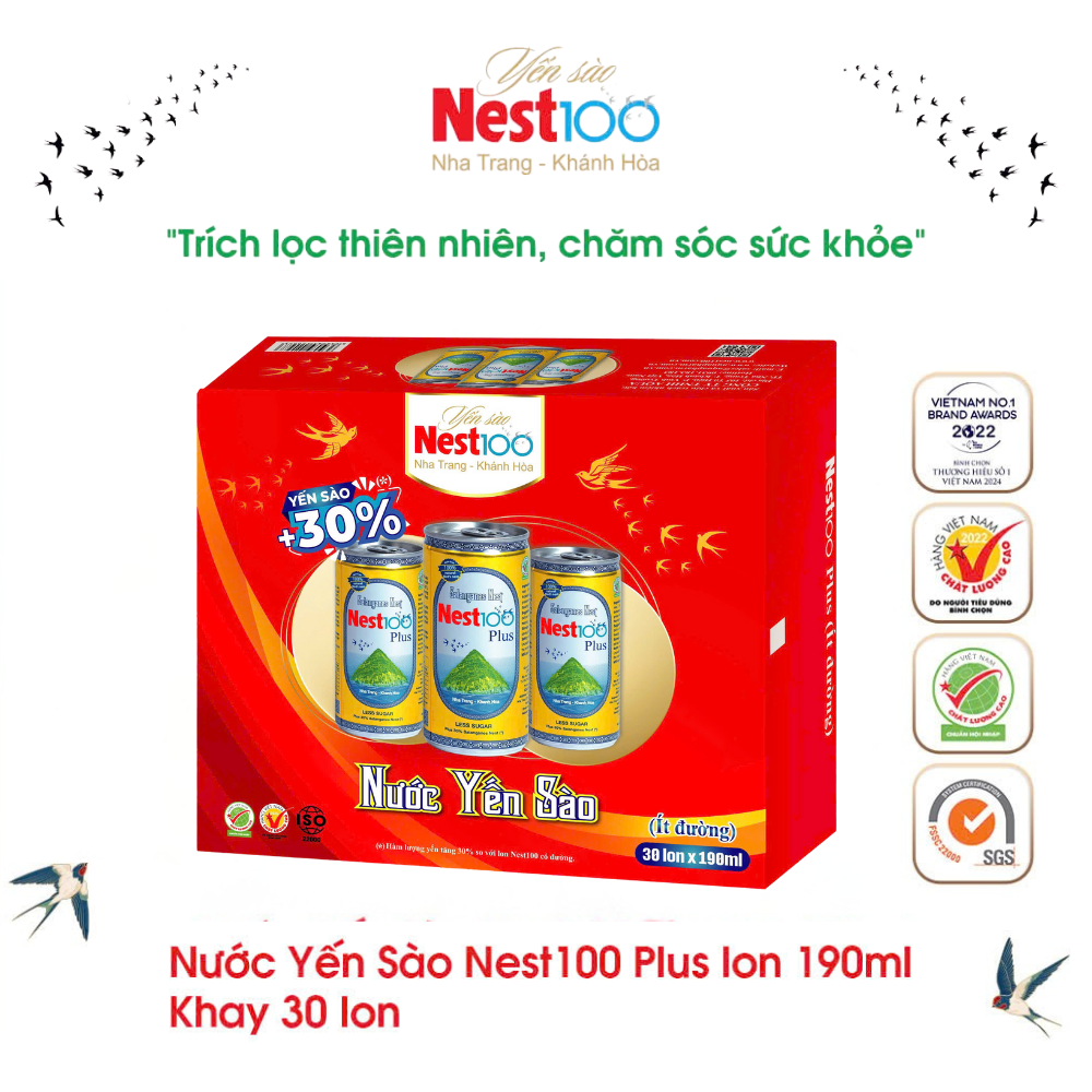 Nước yến sào Nest100 Plus lon 190ml - Khay 30 lon