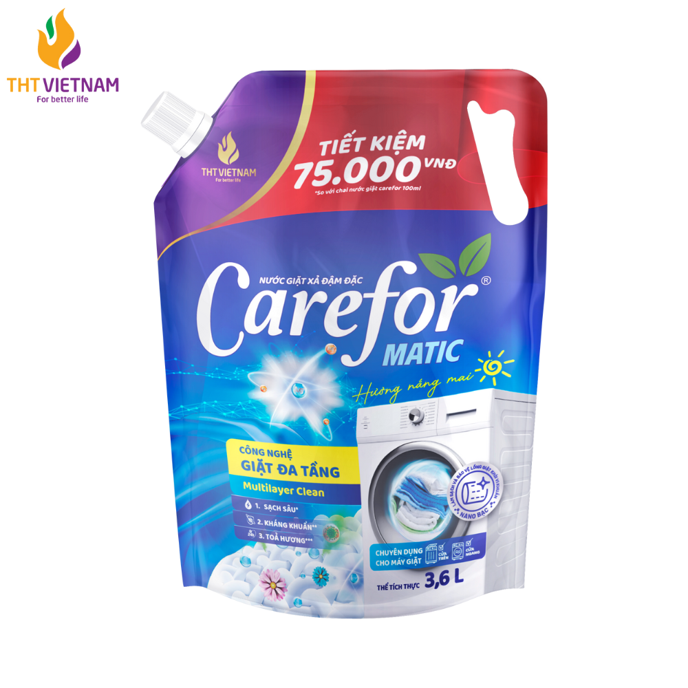 Nước giặt xả đậm đặc Carefor matic 3600ml (hương nắng mai)