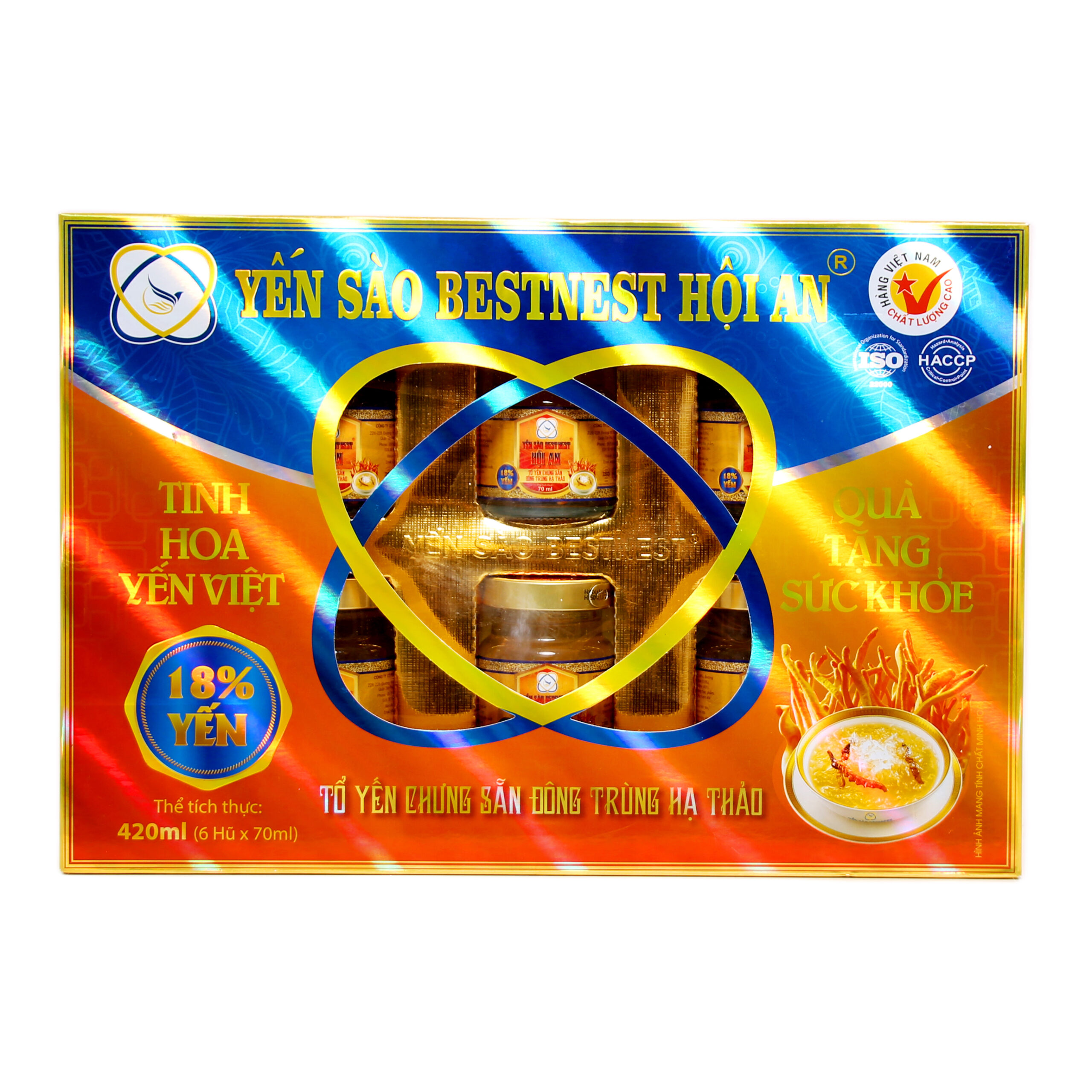 Lốc 6 hũ Tổ yến chưng sẵn BESTNEST HỘI AN 18% Đông Trùng Hạ Thảo