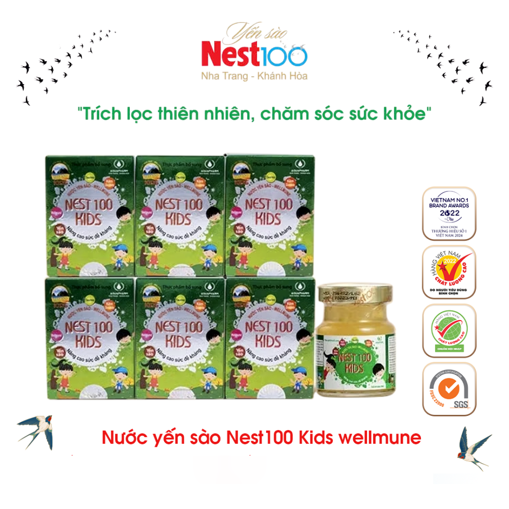 Nước Yến sào Wellmune Nest100 Kids – Nâng cao đề kháng (6 lọ)