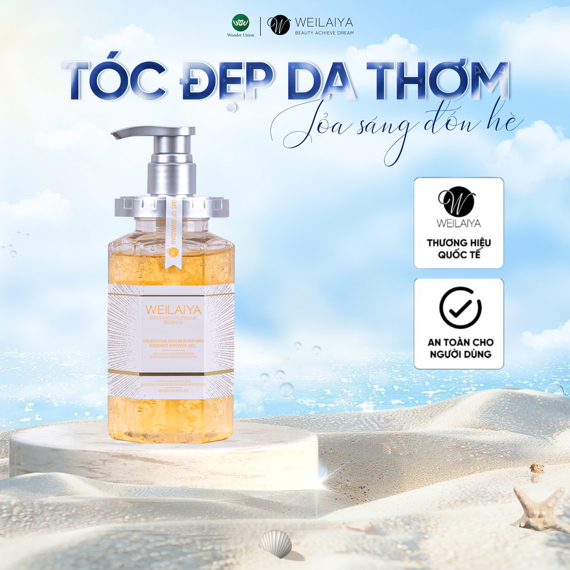 Sữa tắm trắng da hoa cánh hoa cúc Calendula 450ml