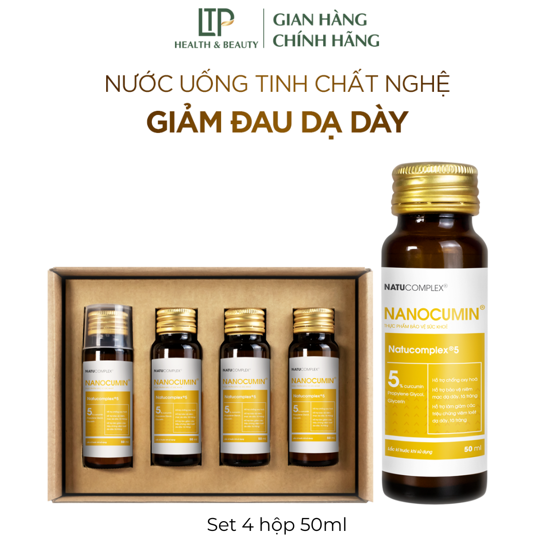 Dung dịch nghệ NatuComplex Nanocumin hỗ trợ giảm đau dạ dày (Set 4 hộp)