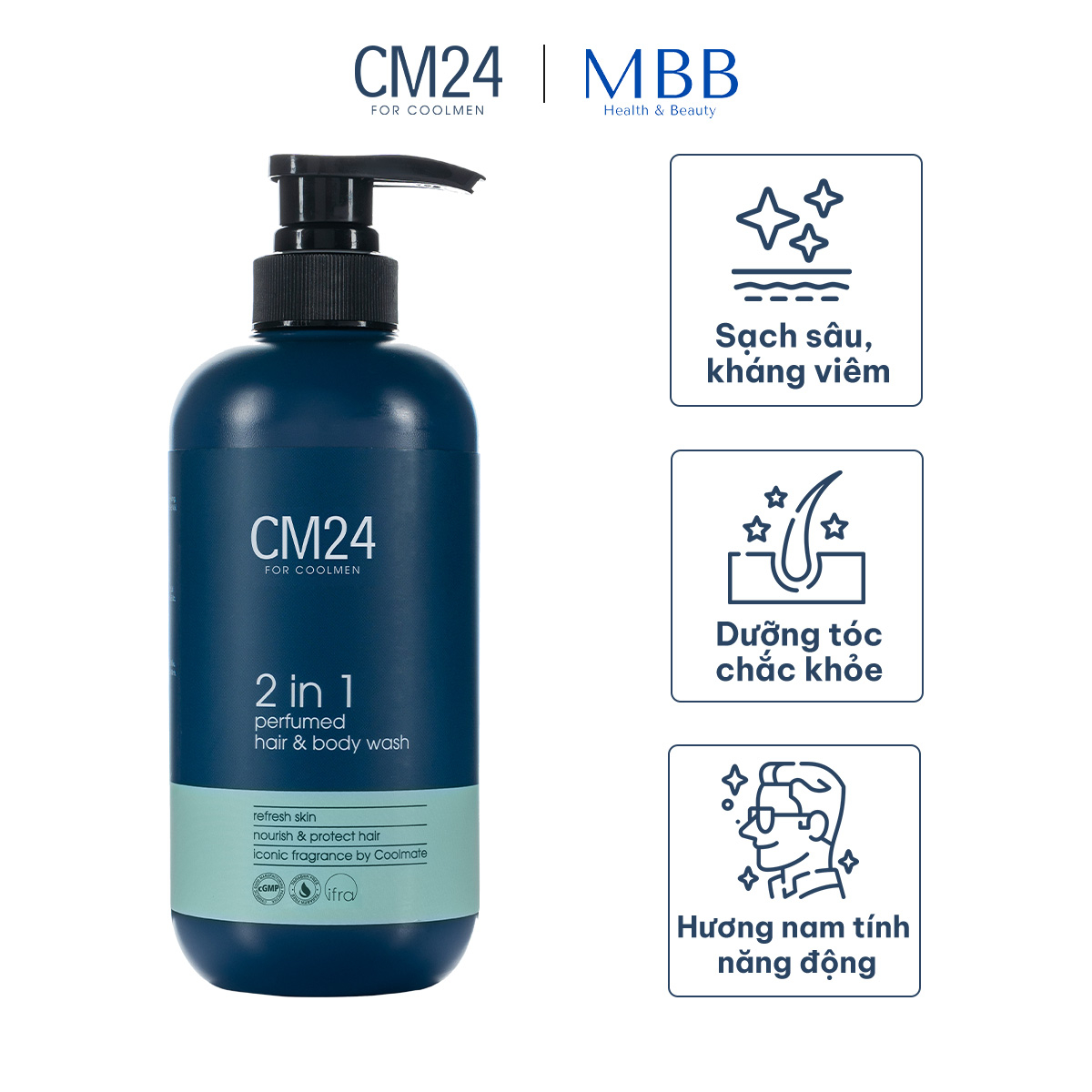 Tắm gội nam 2in1 hương nước hoa CM24 500ml