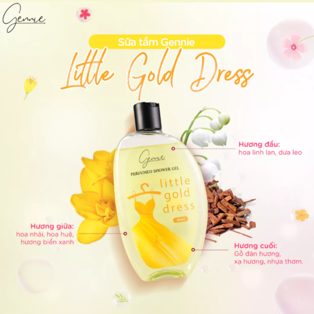 Sữa Tắm Nước Hoa Nữ Dưỡng Da GENNIE LITTLE GOLD DRESS 450ml