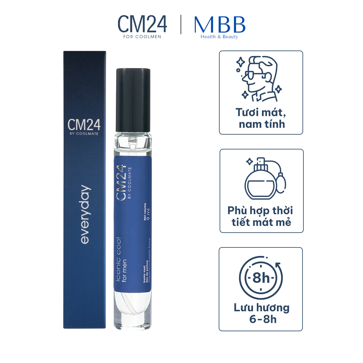 Nước hoa nam CM24 Iconic Cool lưu hương 6-8h 9ml