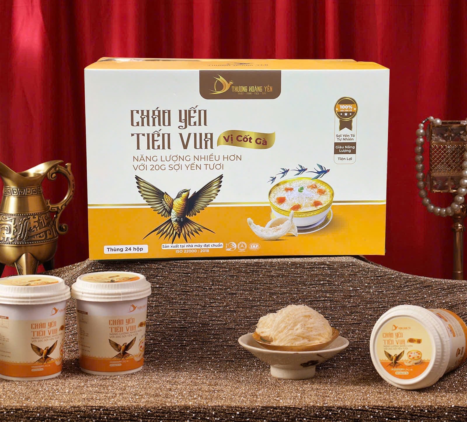 Thùng 24 cốc Cháo Yến tiến vua vị cốt gà THƯỢNG HOÀNG YẾN 20gr