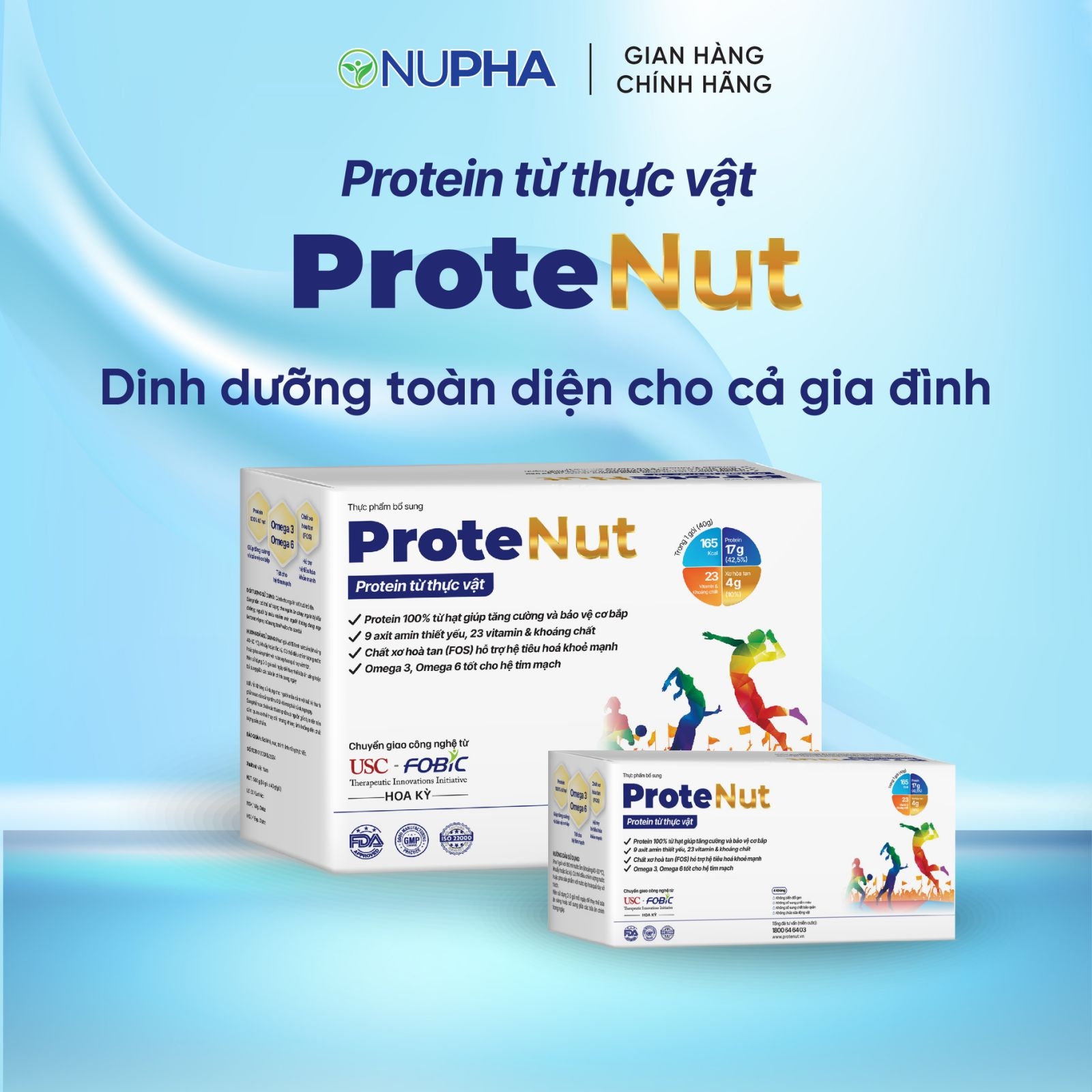 Protein từ thực vật PROTENUT dinh dưỡng toàn diện cho cả gia đình (hộp 14 gói x 40g)