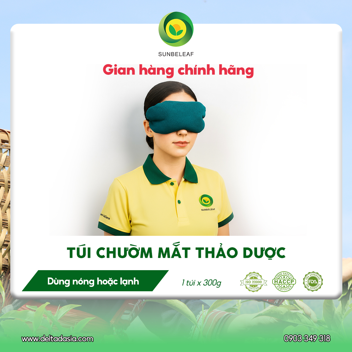 Túi Chườm Mắt Thảo Dược Sunbeleaf - Giảm Khô Mắt, Đau Mắt, Mỏi Mắt Khi Nhìn Màn Hình - 1 Túi 300g