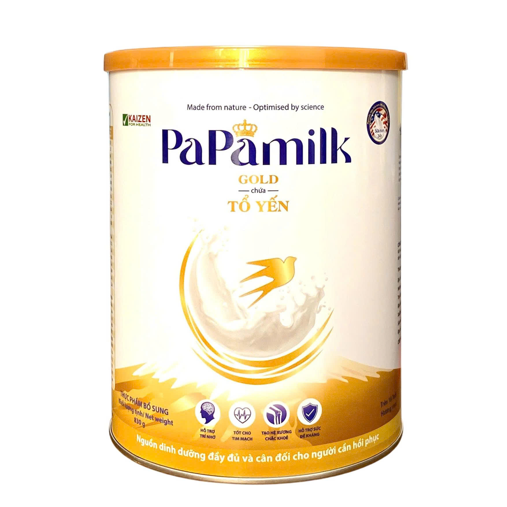 Sữa non tổ yến Papamilk Gold hỗ trợ xương khớp Lon 830Gr