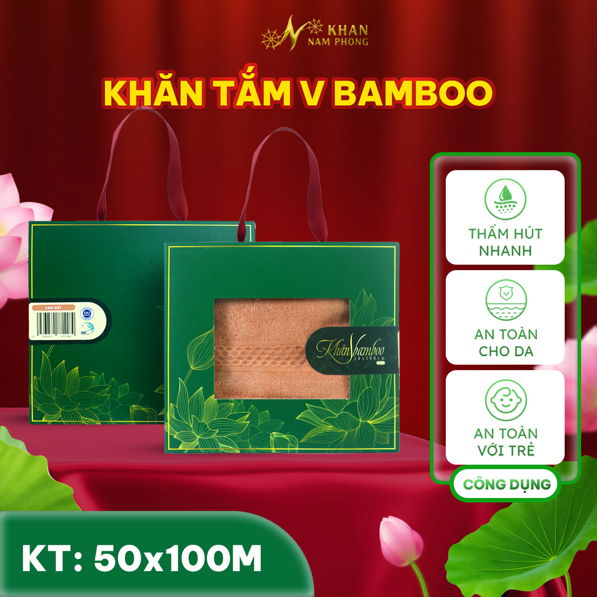 Khăn tắm V Bamboo NAM PHONG KT 50x100cm