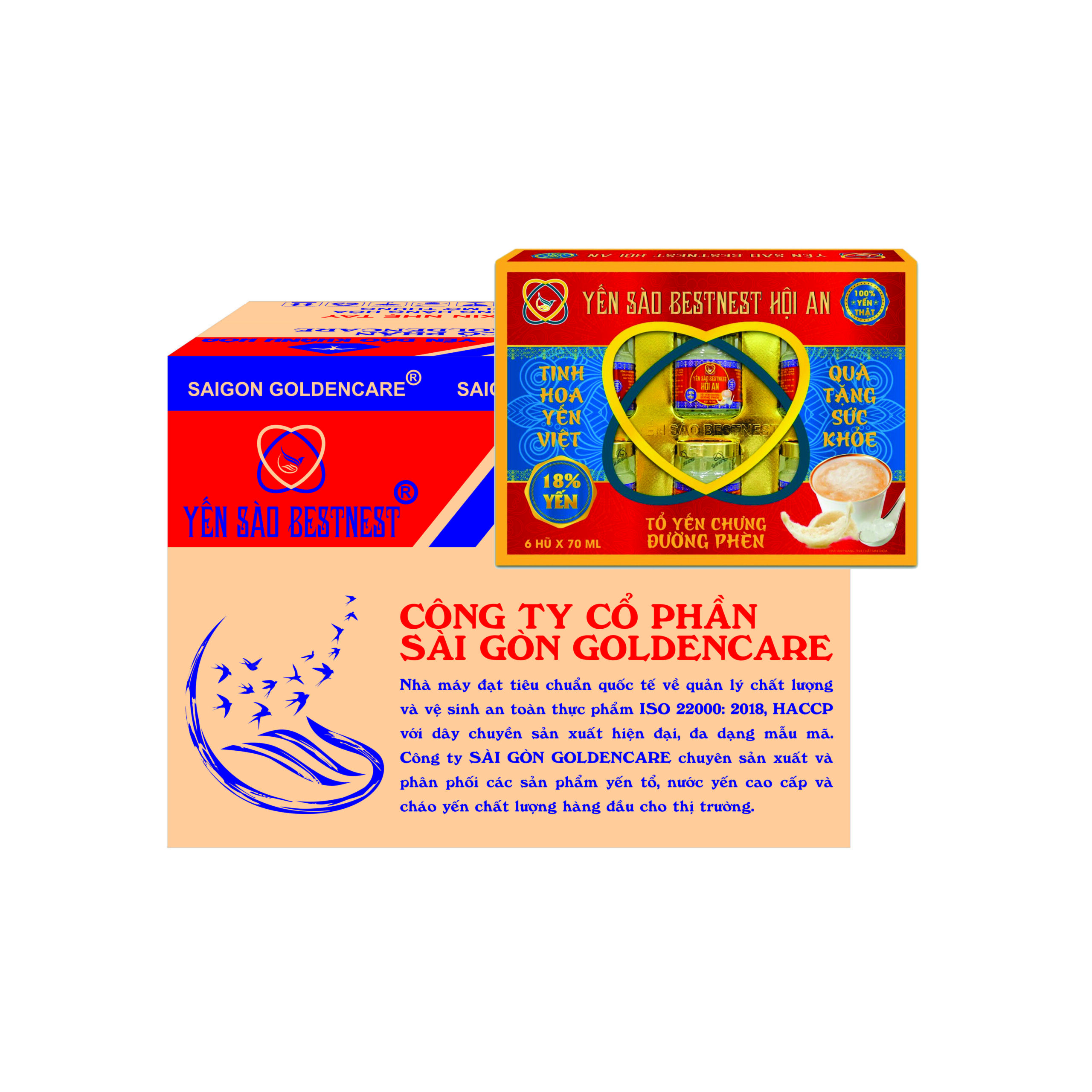 Thùng 8 Lốc 6 hũ Tổ yến chưng sẵn BESTNEST HỘI AN 18% Đường Phèn