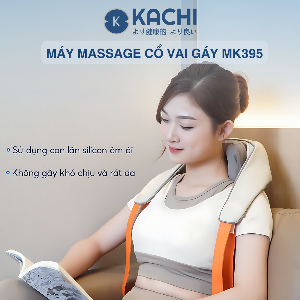 Máy massage cổ vay gáy 4D Kachi MK395 mô phỏng bàn tay người, không dây tiện lợi