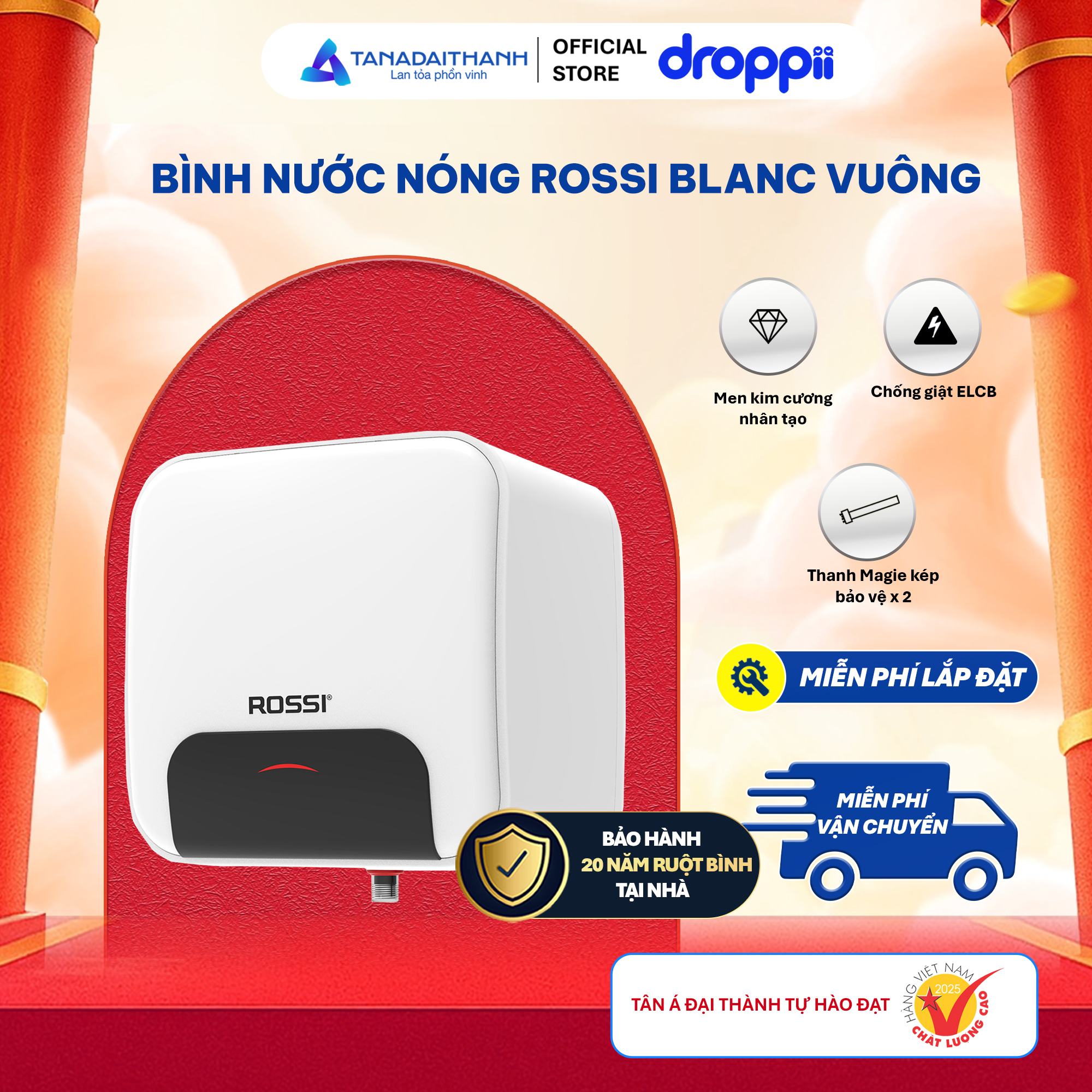Bình nước nóng ROSSI BLANC RBC 15LSQ