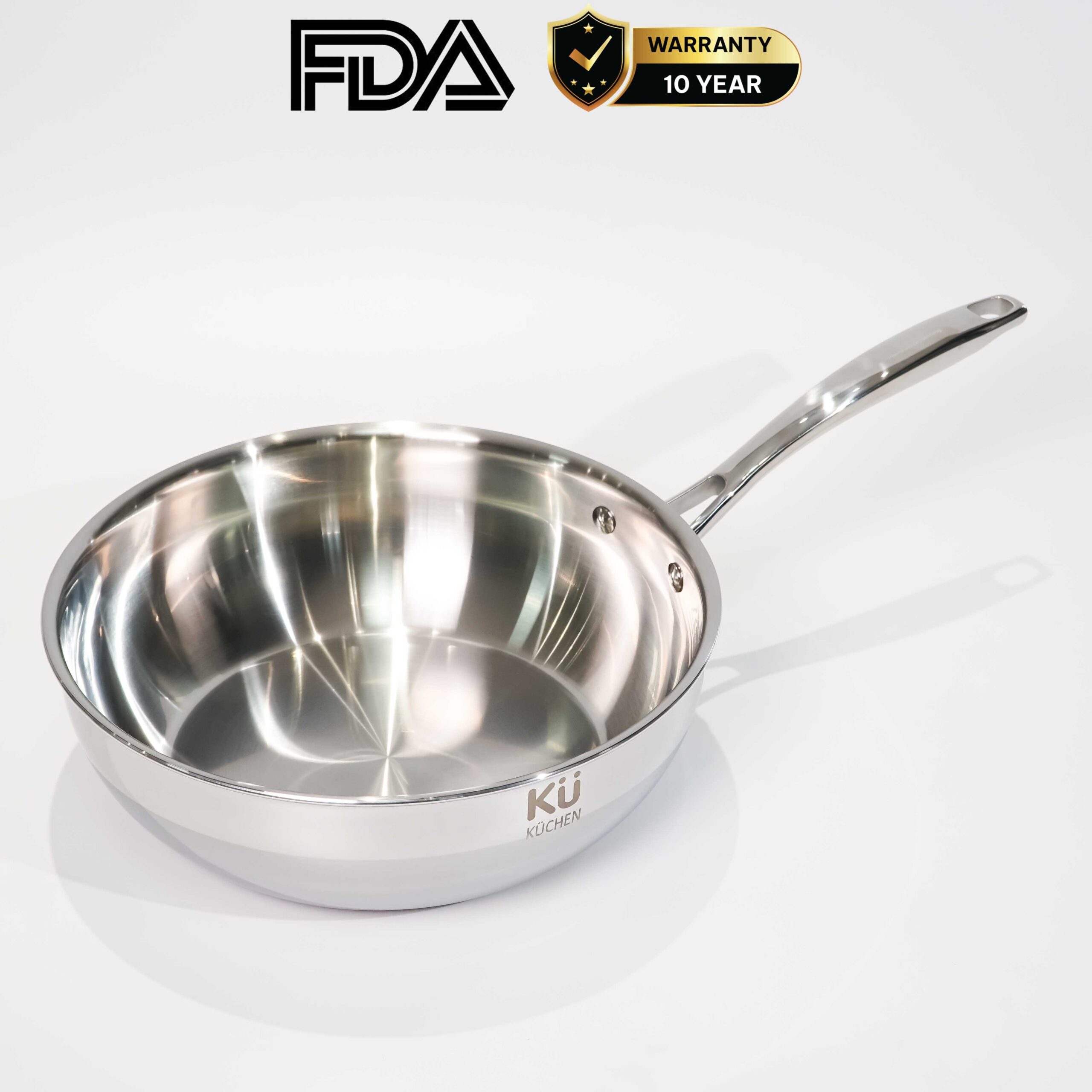 Chảo inox 316 28cm lòng sâu cao cấp KUCHEN KU W281316