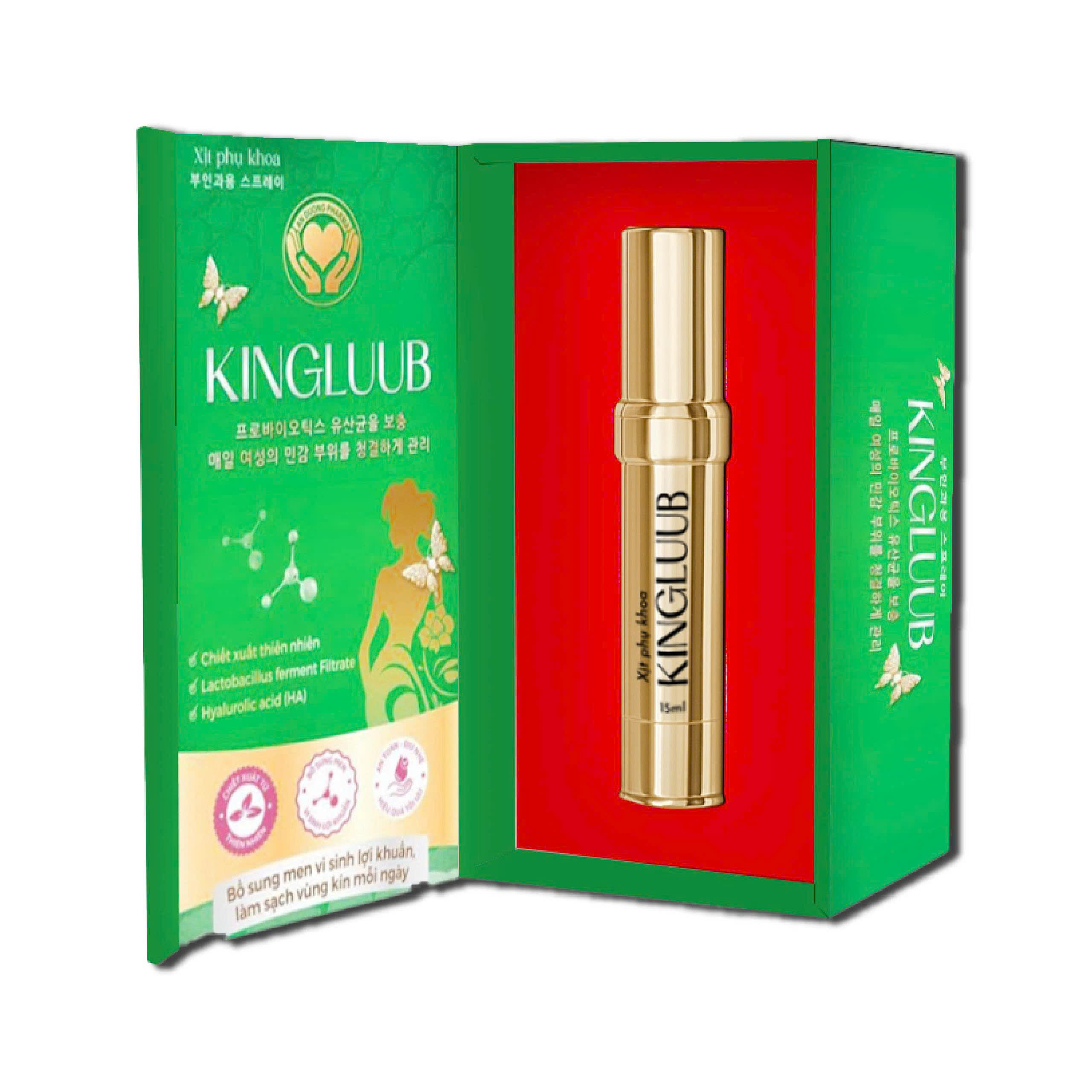 Xịt phụ khoa Kingluub. Bổ sung men vi sinh lợi khuẩn, làm sạch vùng kín mỗi ngày.