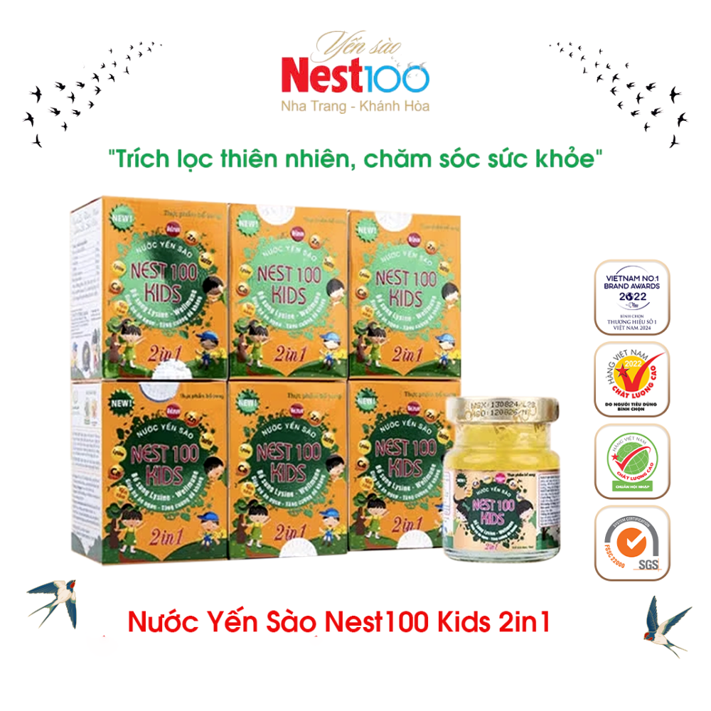 Nước Yến sào Nest100 Kids 2in1 (Lốc 6 lọ)