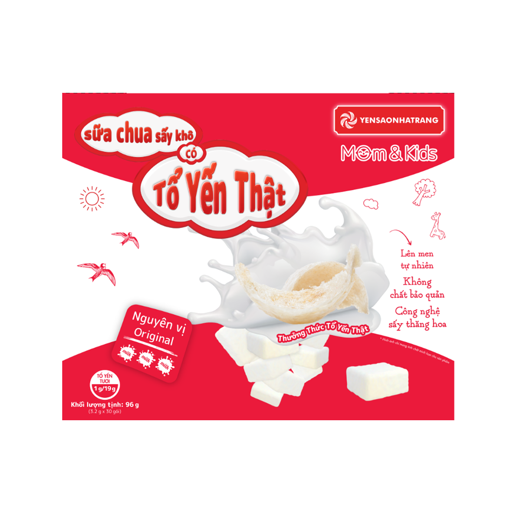 Sữa chua sấy khô có tổ yến thật - Vị nguyên bản (Hộp 30 gói)