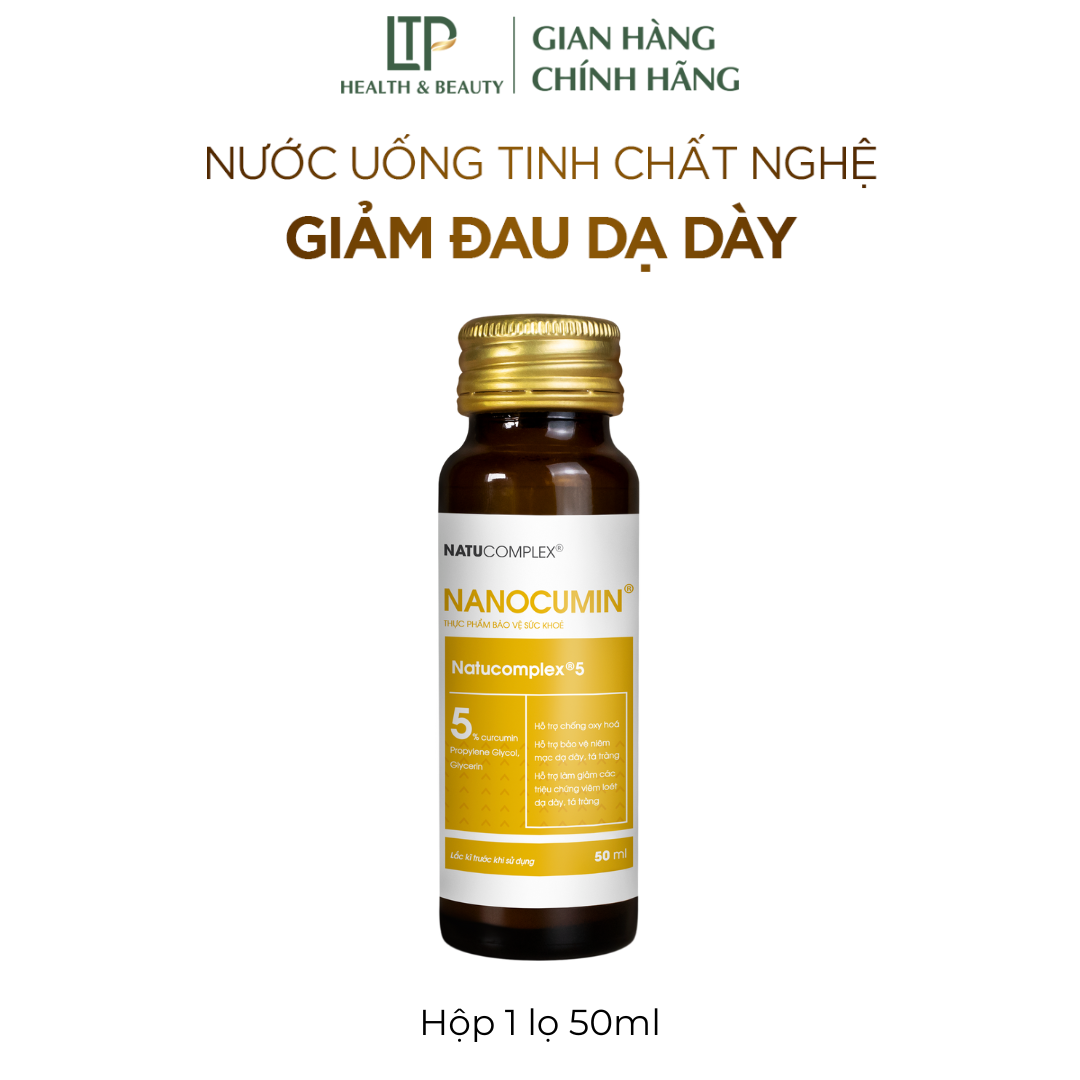 Dung dịch nghệ NatuComplex Nanocumin hỗ trợ giảm đau dạ dày (Hộp 1 lọ 50ml)
