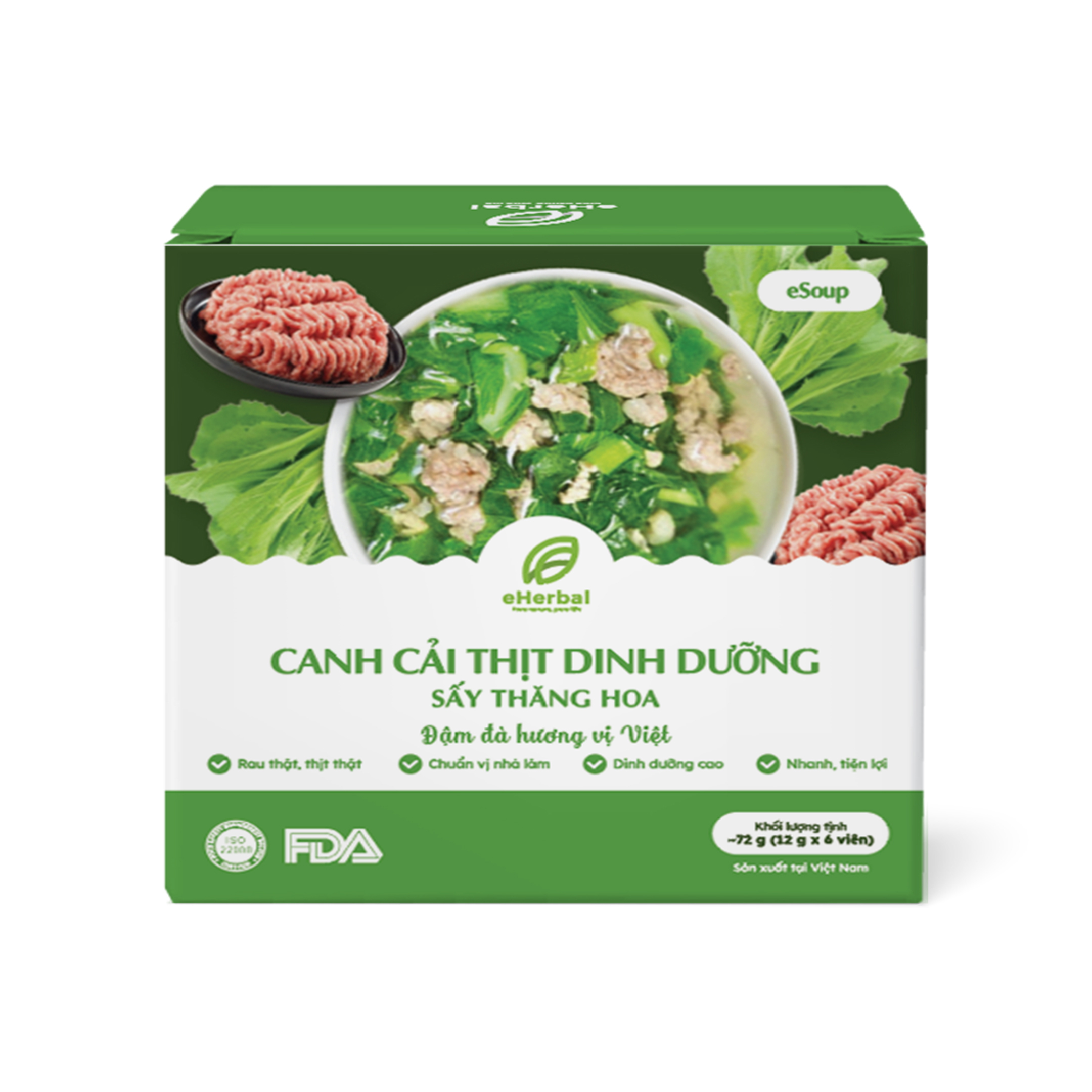 Canh cải thịt dinh dưỡng sấy thăng hoa eSoup