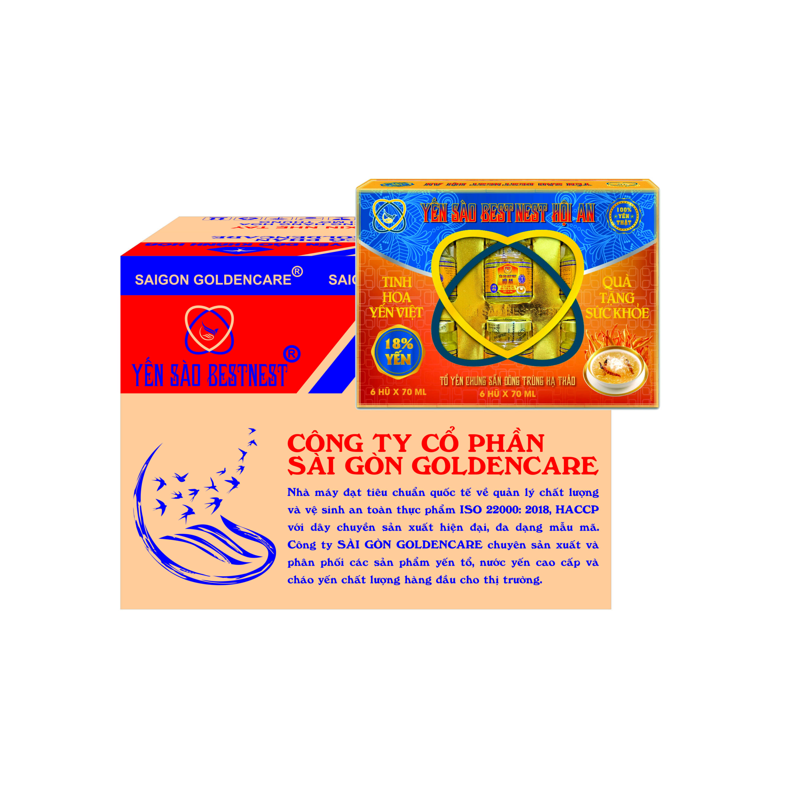 Thùng 8 Lốc 6 hũ Tổ yến chưng sẵn BESTNEST HỘI AN 18% Đông Trùng Hạ Thảo