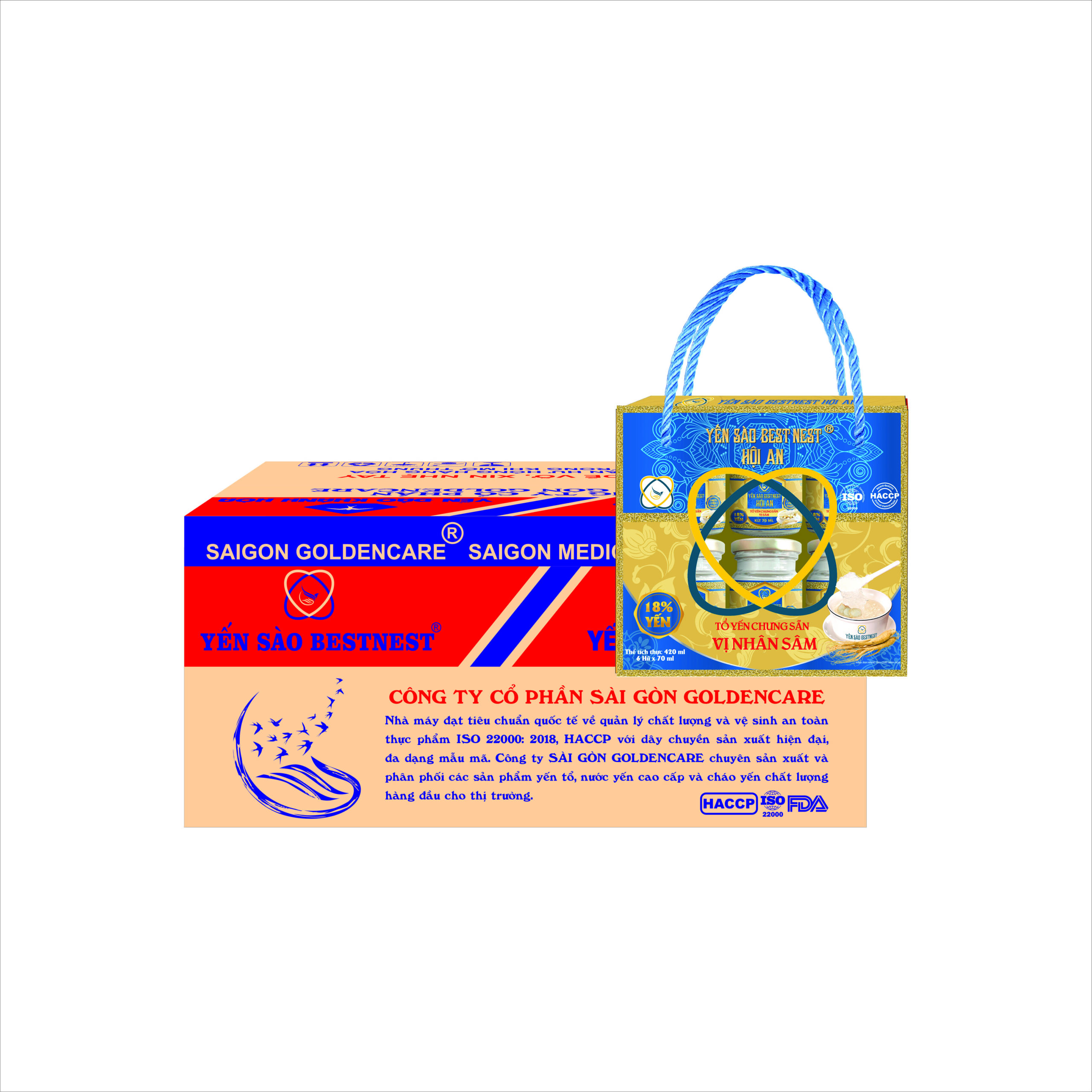 Thùng 10 Hộp 6 hũ Tổ yến chưng sẵn BESTNEST HỘI AN 18% Hương Sâm