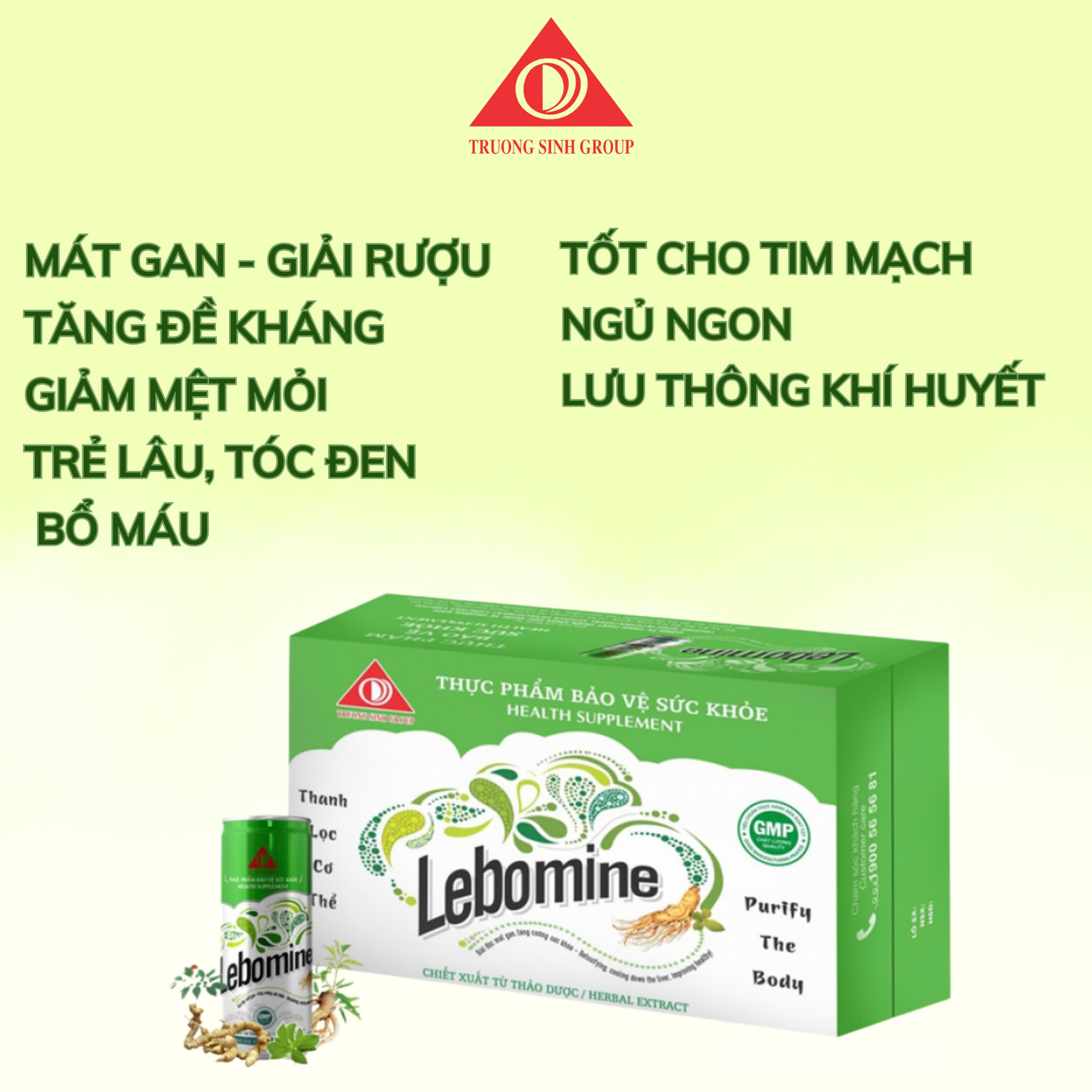 Nước uống Lebomine giải độc mát gan (Thùng 24 lon)