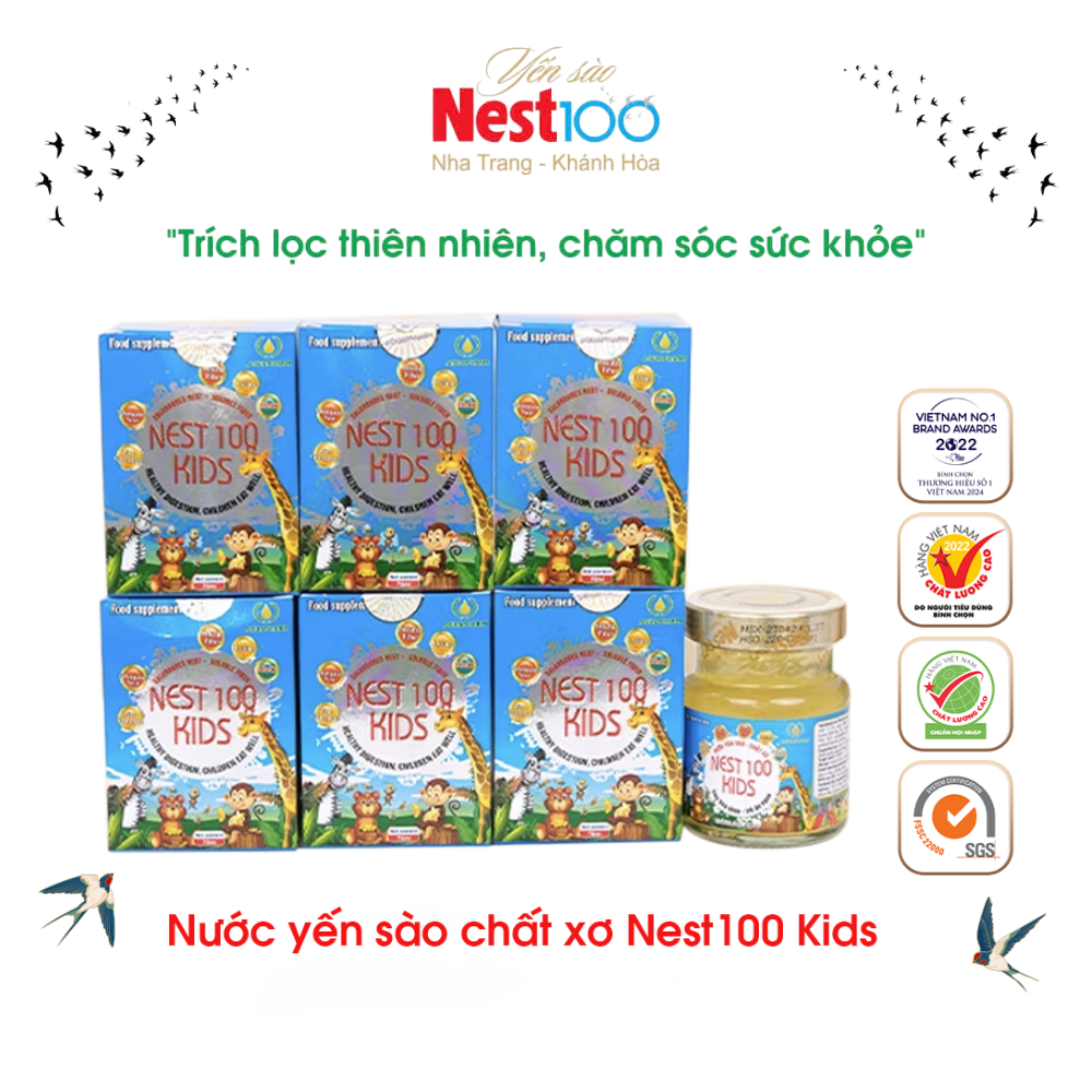 Nước Yến sào Nest100 Kids – Chất xơ tiêu hóa khỏe mạnh (6 lọ)