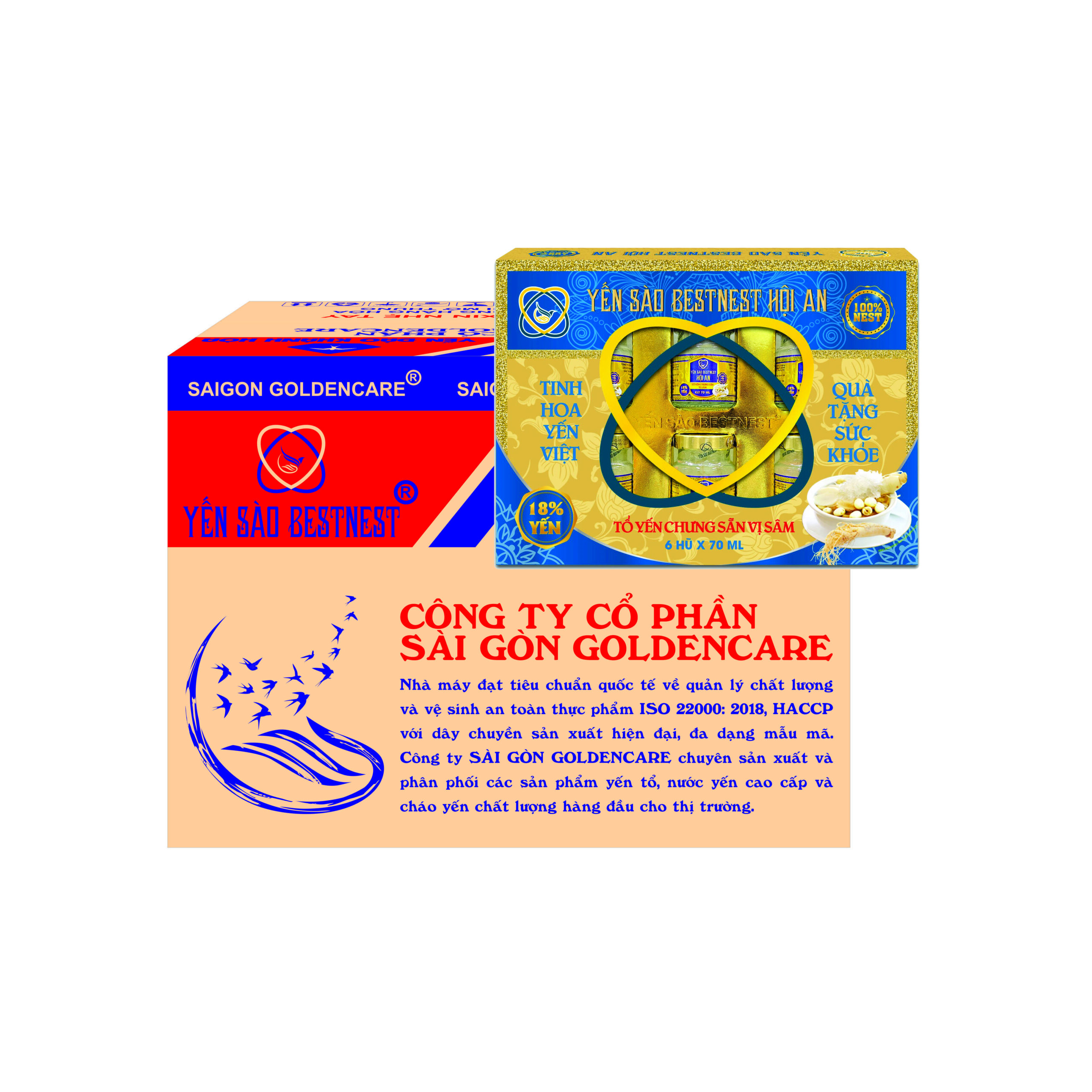 Thùng 8 Lốc 6 hũ Tổ yến chưng sẵn BESTNEST HỘI AN 18% Hương Sâm