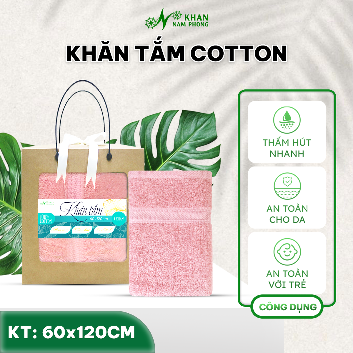 Khăn Tắm NAM PHONG 60x120cm chất liệu 100% Cotton nhiều màu