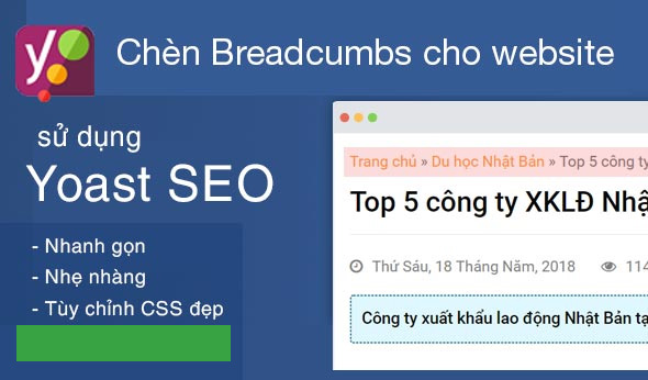 Chèn Breadcrumbs WordPress sử dụng plugin Yoast Seo