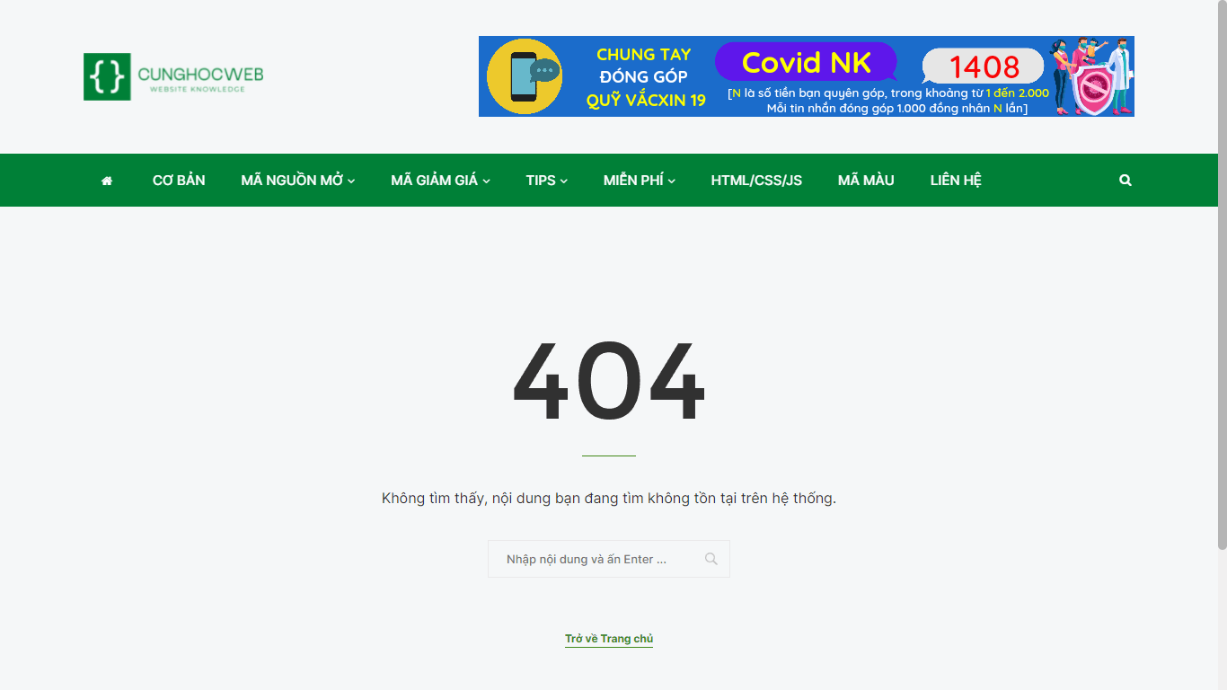 Chuyển hướng 404 về trang chủ trong WordPress