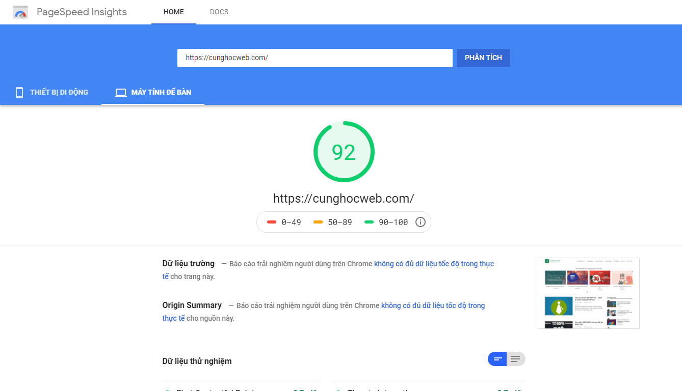 Pagespeed của Google