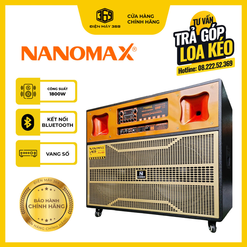 Loa Kéo Karaoke 4 Tấc Đôi Nanomax Pro-905 Công Suất Lớn 1800W