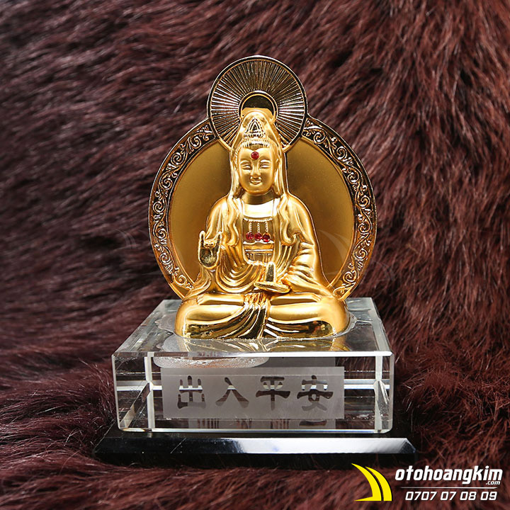 Tượng trang trí ô tô Phật Quan Âm có để thủy tinh đựng dầu thơm