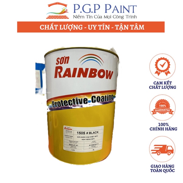 Sơn Rainbow 1505 chịu nhiệt 300℃ màu đen (Black) 4L - LON