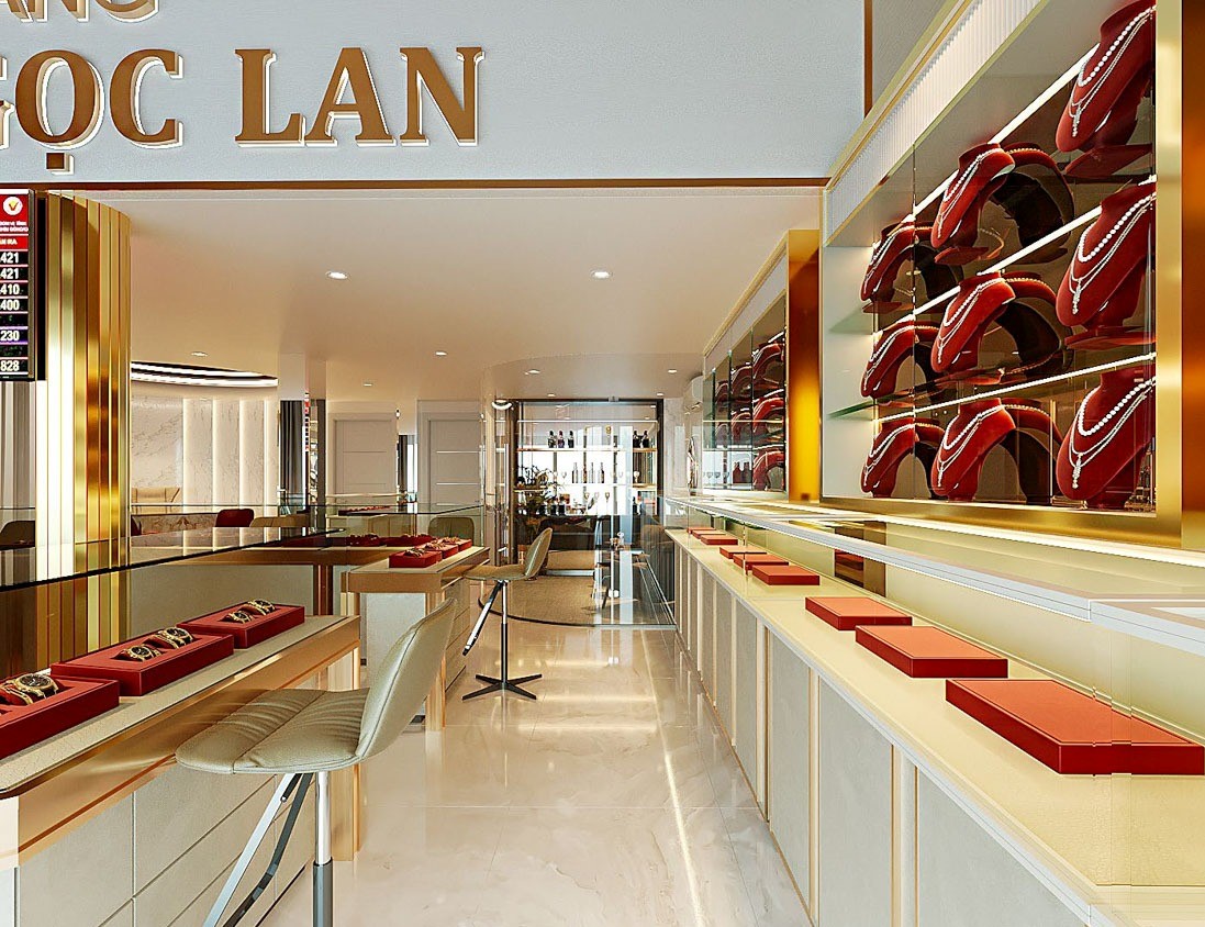 Mẫu thiết kế tiệm vàng sang trọng, thịnh hạnh nhất - Mẫu 1 Mẫu thiết kế tiệm vàng sang trọng, thịnh hạnh nhất - Mẫu 1